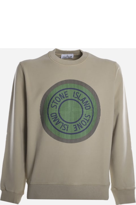 Cotton Sweatshirt With Maxi Graphic Print