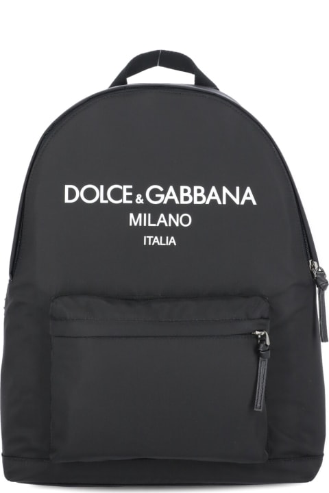Dolce & Gabbana Fabric Rucksack - Logo nero fdo bianco