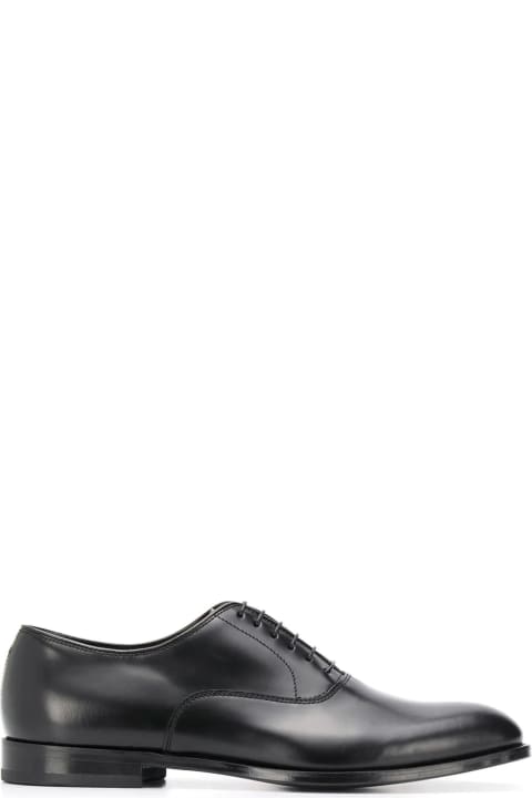 Doucal's Black Leather Polished York Shoes - Black