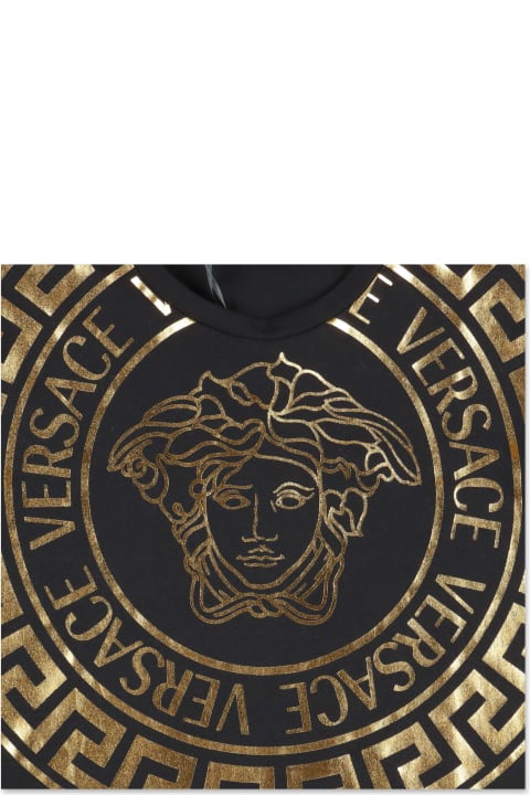 Versace T-shirt Nera In Jersey Di Cotone - Bianco e Blu