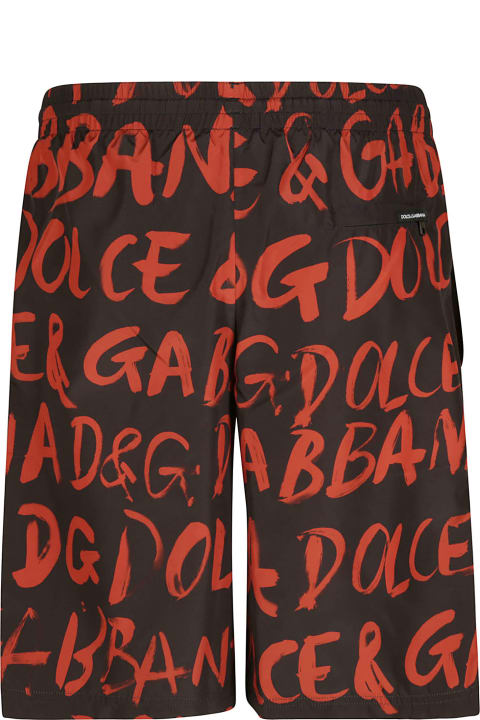 Dolce & Gabbana Logo Print Drawstring Waist Shorts - BROWN/BLACK