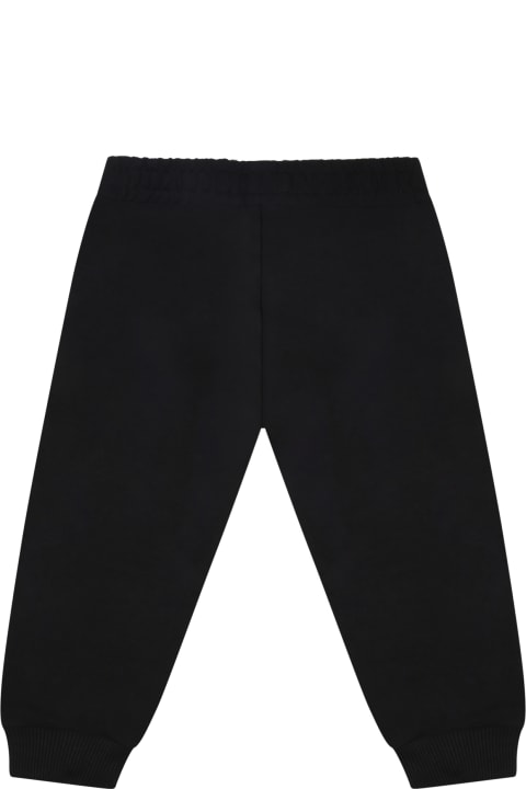 Moschino Black Sweatpant For Baby Kids With Logo - Bianco