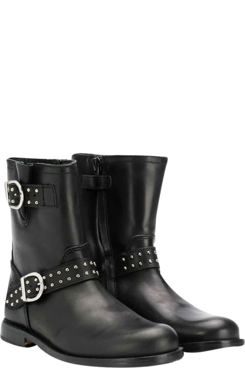 Kids Teen Black Ankle Boots With Straps