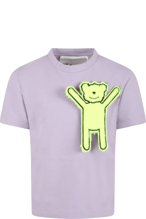 Lilac T-shirt For Kids With Neon Yellow Patch