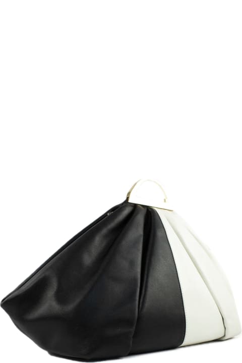 White And Black Leather Clutch Bag
