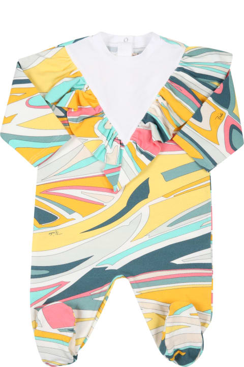 Emilio Pucci Multicolor Set For Baby Girl With Iconic Prints - White