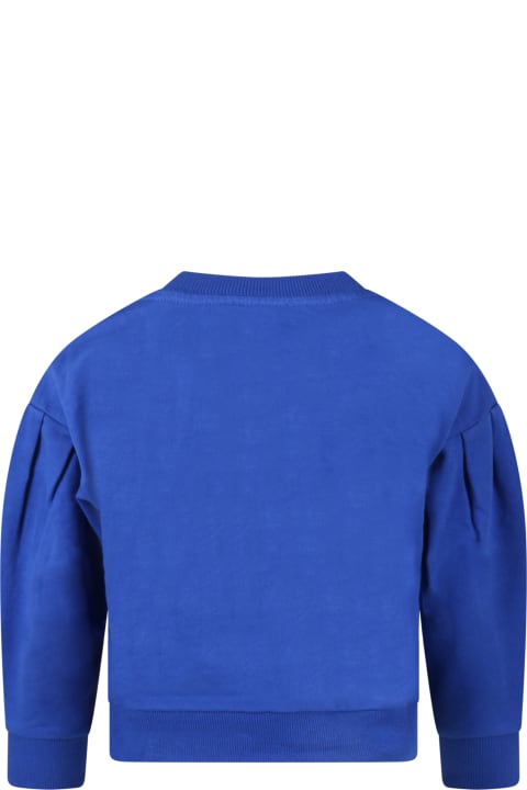 Kenzo Kids Blue Sweatshirt For Baby Girl With Tiger - Grigio