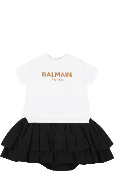 Balmain Multicolor Dress For Baby Girl - Nero