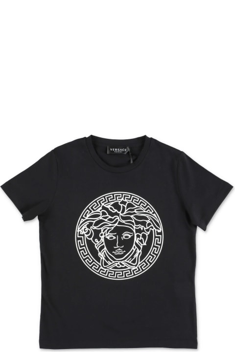 Versace T-shirt Nera In Jersey Di Cotone - Bianco e Blu