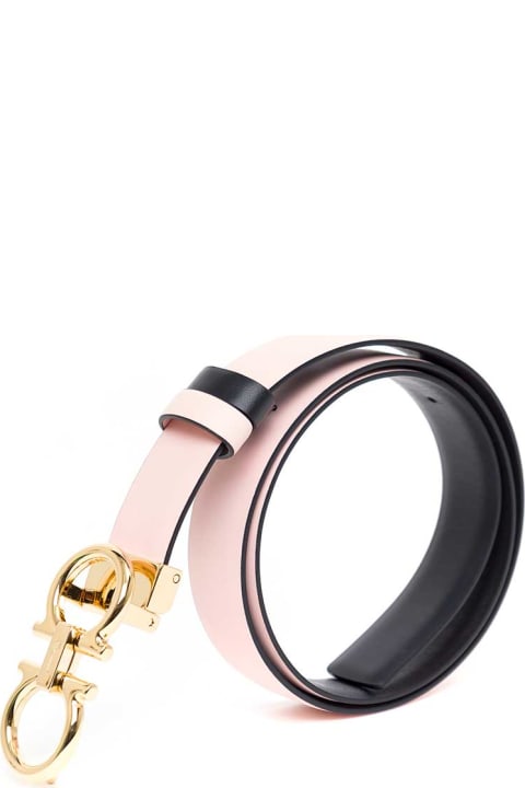 Salvatore Ferragamo Reversible Pink And Black Leather Gancini Belt - Pink