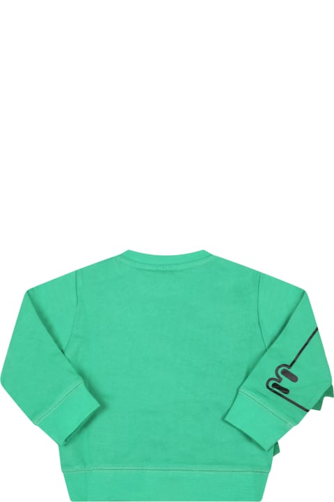 Stella McCartney Kids Green Sweatshirt For Baby Boy With Crocodile - Multicolor