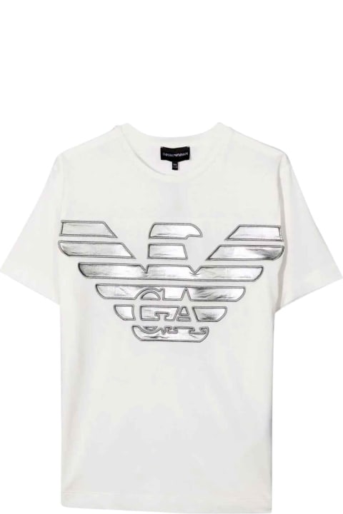 Emporio Armani White Teen T-shirt - Blu