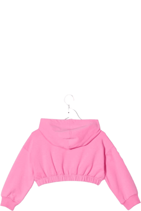 Chiara Ferragni Pink Cropped Cotton Hoodie  With Mascot Print - Beige