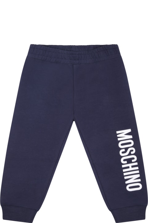 Moschino Blue Sweatpant For Baby Kids With Logo - Blu