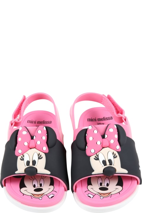 Pink Sandals For Girl With Minnie Mouse