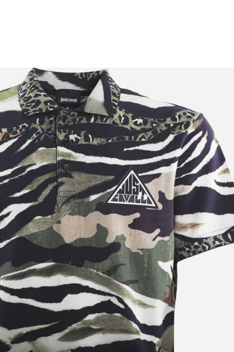 Cotton Polo Shirt With All-over Camouflage Print