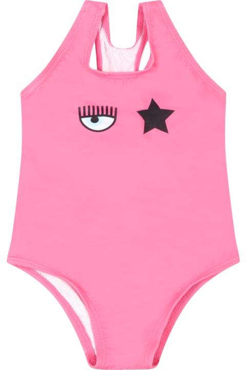 Chiara Ferragni Fuchsia Swimsuit For Baby Girl - Rosa