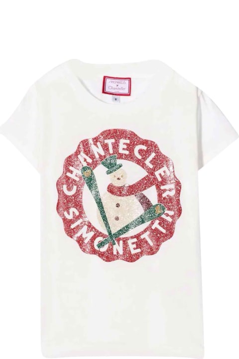 Simonetta Kids White T-shirt By Chanteclair - Crema-nero