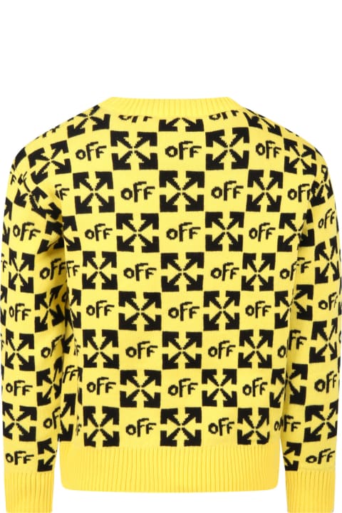 Yellow Sweat For Boy With Black Logo