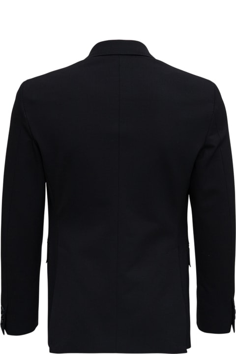 Tonello Double-breasted Black Wool Jacket - Black