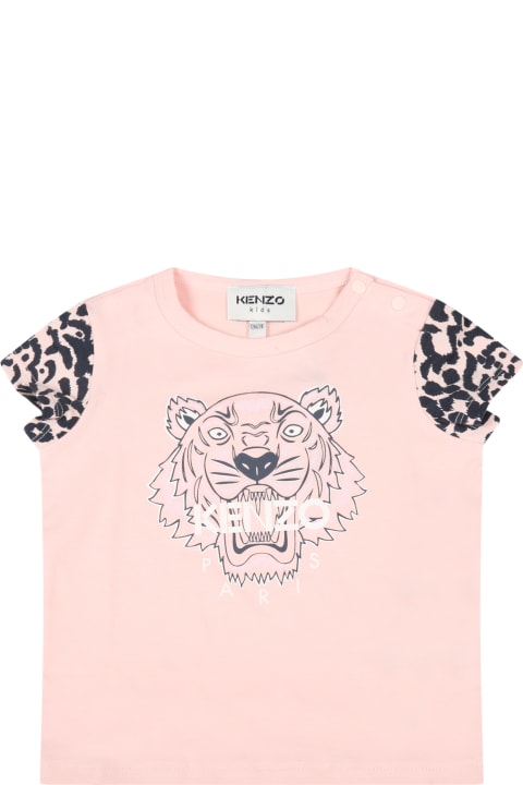Pink T-shirt For Baby Girl With Tiger