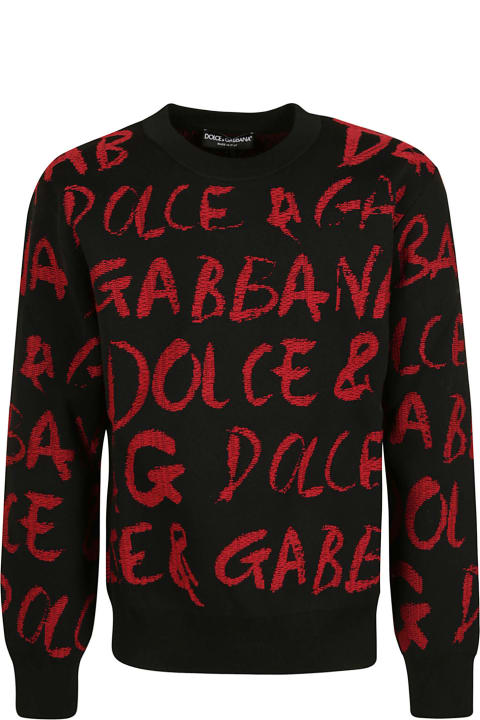 Dolce & Gabbana All-over Logo Sweater - BLACK