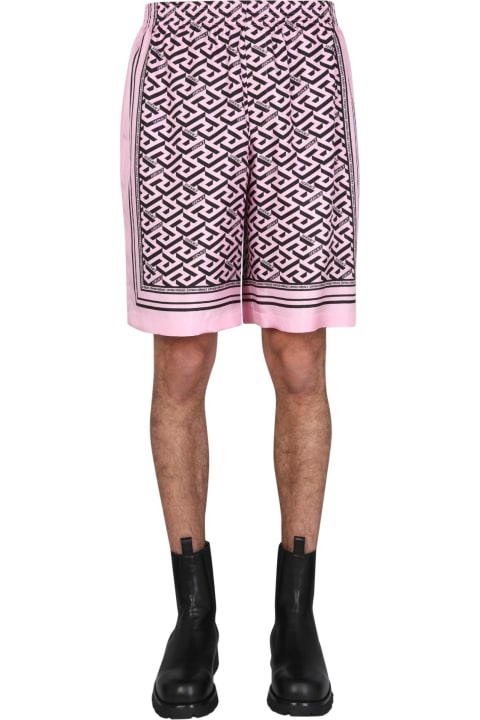 Versace Shorts With The Greek Print - Nero