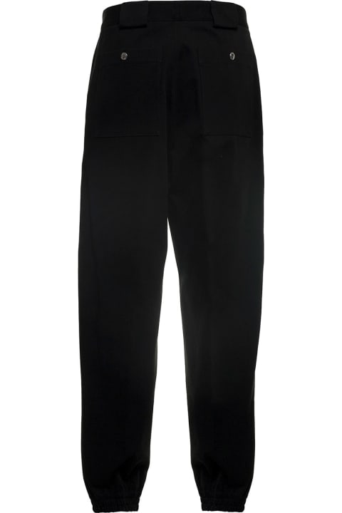 Alexander McQueen Black Cotton Pants With Zip - Ivory/black