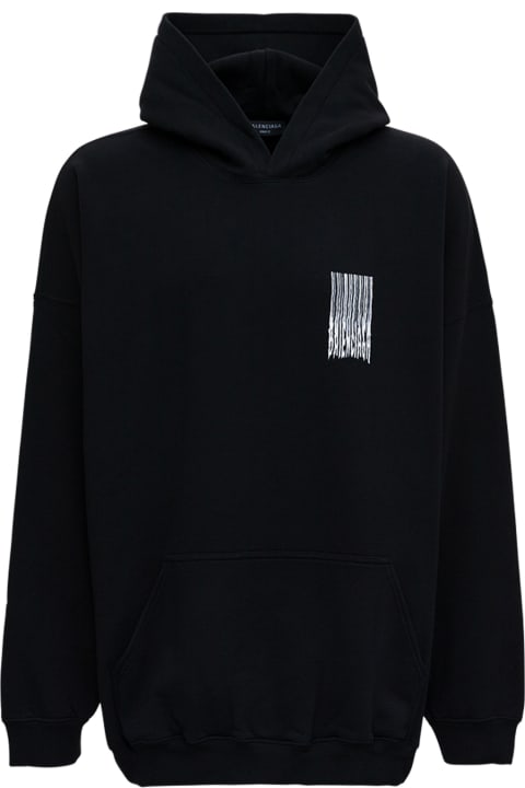 Barcode Hoodie In Black Cotton