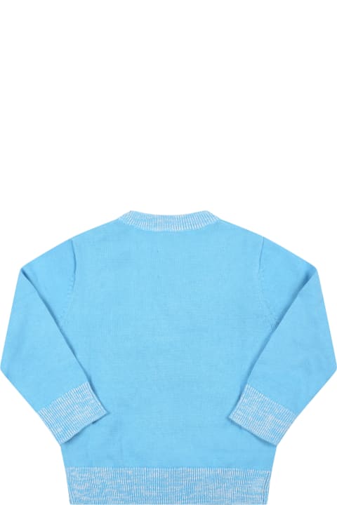 Stella McCartney Kids Light-blue Sweater For Babykids With Crocodile - Pink