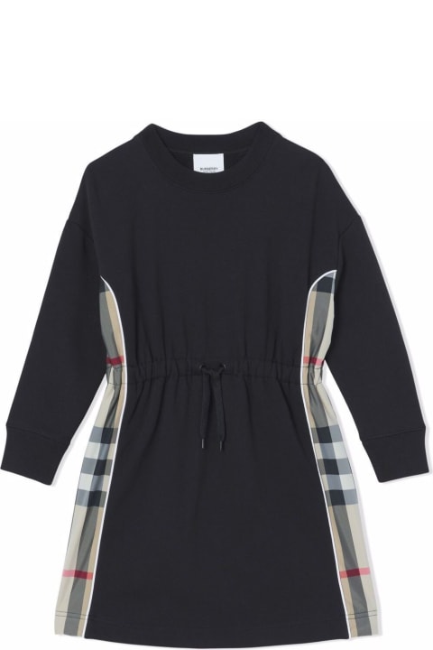 Black Cotton Dress With Vintage Check Inserts