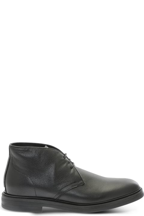 Grained Calf Leather Men's Ankle Boots