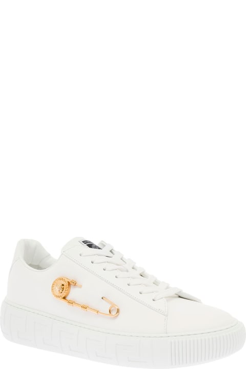 Versace Men's White Leather Sneakers With Medusa Detail