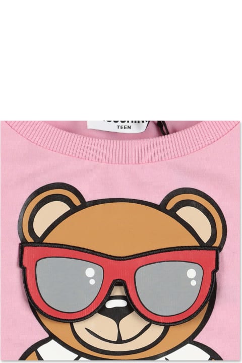 Moschino T-shirt Rosa Teddy Bear In Jersey Di Cotone - Yellow