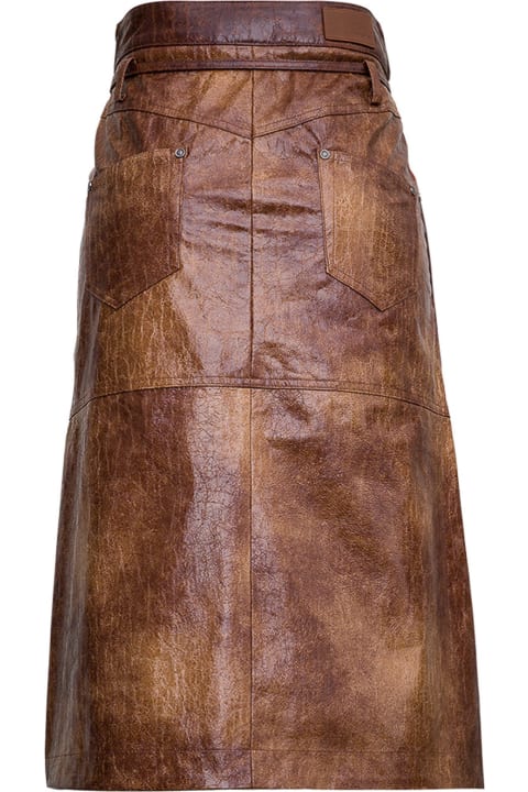 Andersson Bell Amira Brown Leatheret Skirt - OATMEA