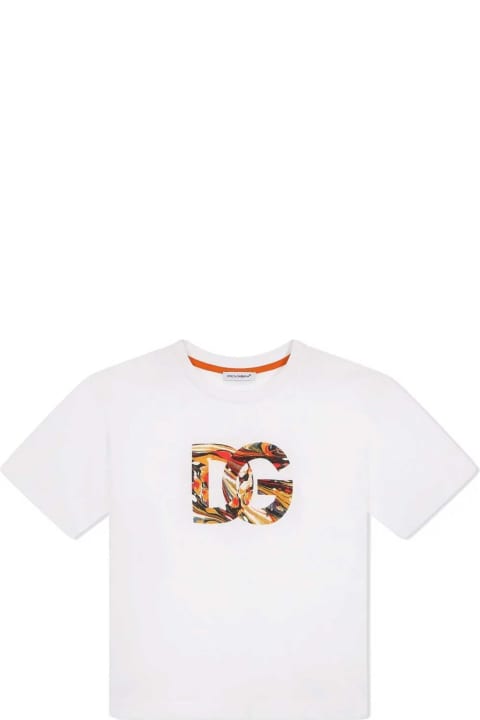 White T-shirt With Multicolor Print Dolce&gabbana Kids