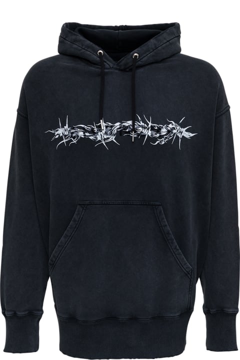 Black Oversize Jersey Hoodie With Print