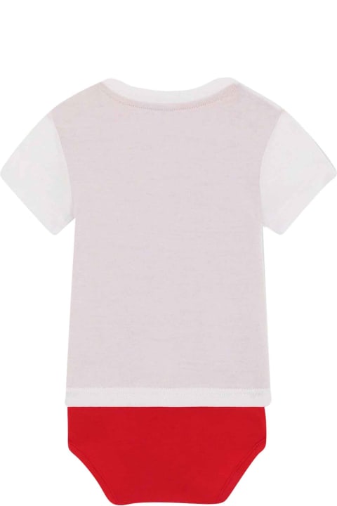Red And White Bodysuit With Print Dolce&gabbana Kids