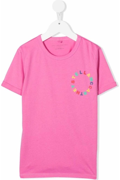 Stella Mccartney Kids Girl's Pink Cotton T-shirt With  Logo Print