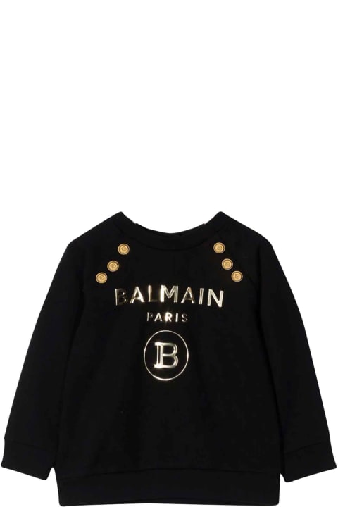 Balmain Unisex Black Sweatshirt - Gold