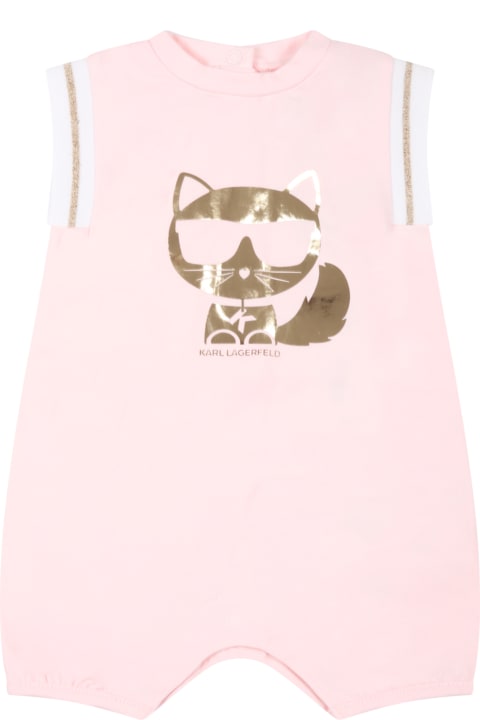 Pink Romper For Baby Girl With Choupette