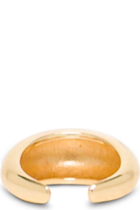 Curved Ring In Golden Brass