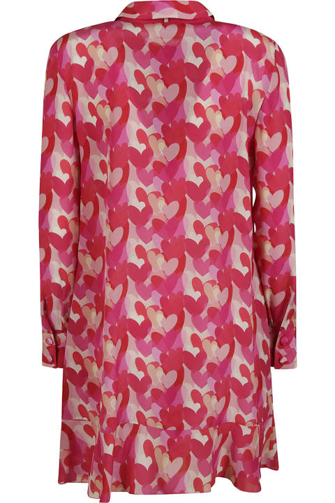 RED Valentino All-over Heart Printed Shirt Dress - Nero/bianco