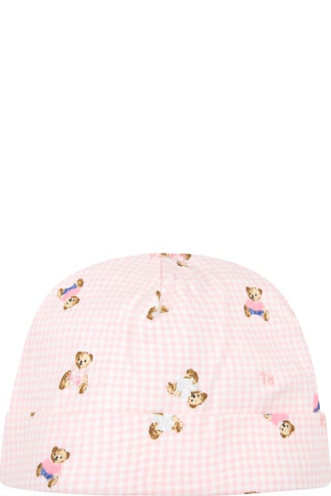 Ralph Lauren Multicolor Hat For Baby Girl With Bears - Blue