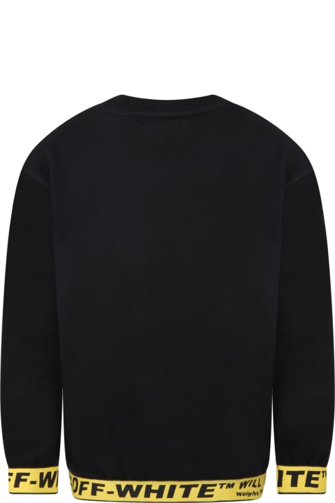 Off-White Black Sweatshirt For Boy With Logos - Nero e Giallo