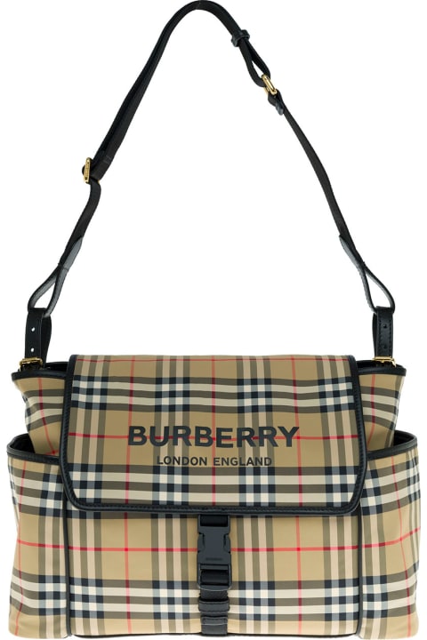 Burberry Vintage Check Nylon Crossbody Bag With Logo Print - White