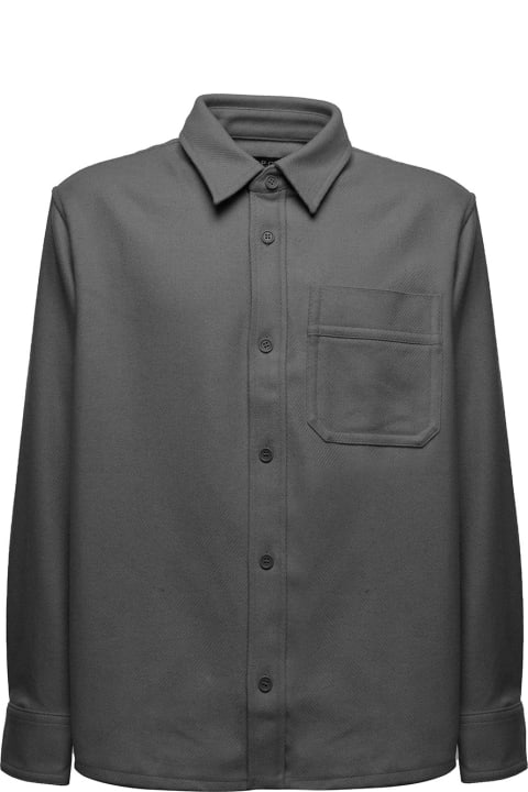 A.P.C. Grey Recycled Wool Shirt - Iak Dark Navy