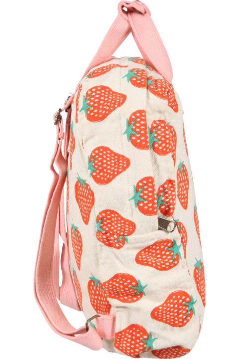 Ivory Backpack For Girl With Strawberries