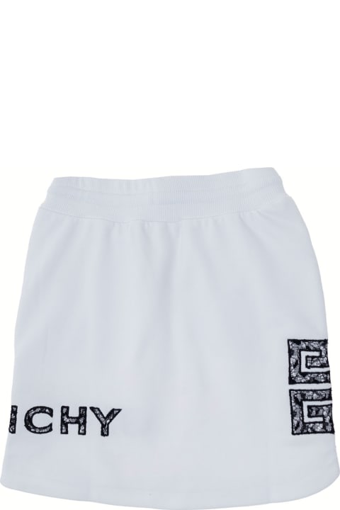 Givenchy's Cotton White Girl Short Skirt With Logo With Lace