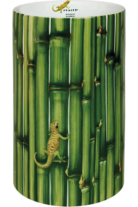 Taitù Medium Vase Bamboo - Bouquet Collection - Multicolor and White